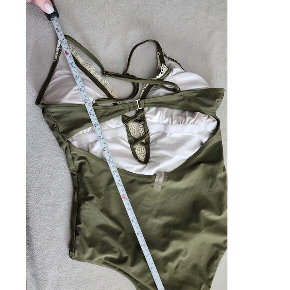 Cupshe Large Green One Piece Lace Bathing Suit Swim Hobo Hippy Crochet - Picture 7 of 9